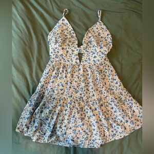 SHEIN Blue and Cream Floral Dress